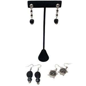Turtle Earrings 3 Pairs of Earrings Silver-Tone Beaded Earrings Dangle Earrings